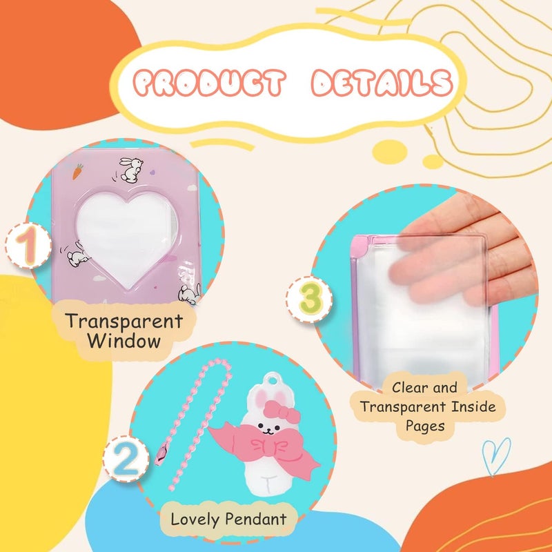 KeCool 3 Inch Kpop Photocard Binder, Pink, 40 Pockets, Mini Photo Album - Image 3